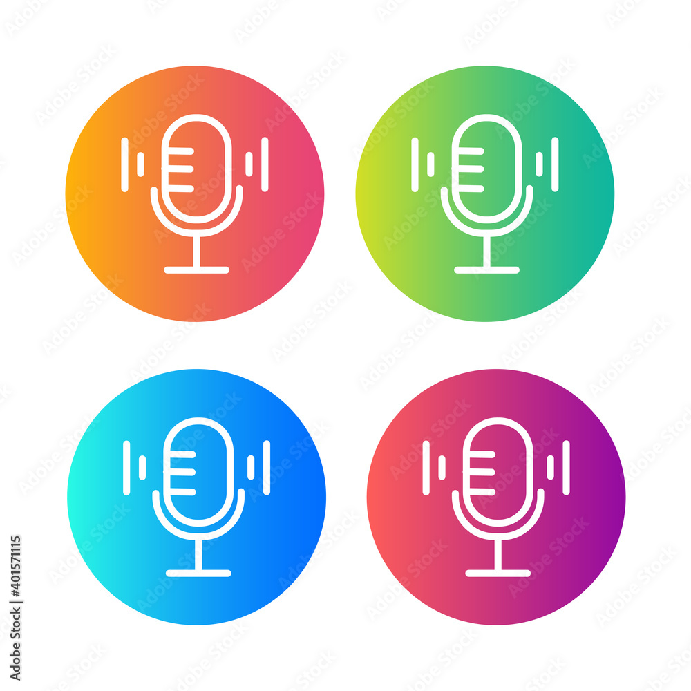 Microphone line icon. Music mic sign. Musical device symbol. Gradient pattern line button. Microphone icon design. Vector Microphone line icon. Music mic sign. Musical device symbol. Gradient pattern line button. Microphone icon design. Vector