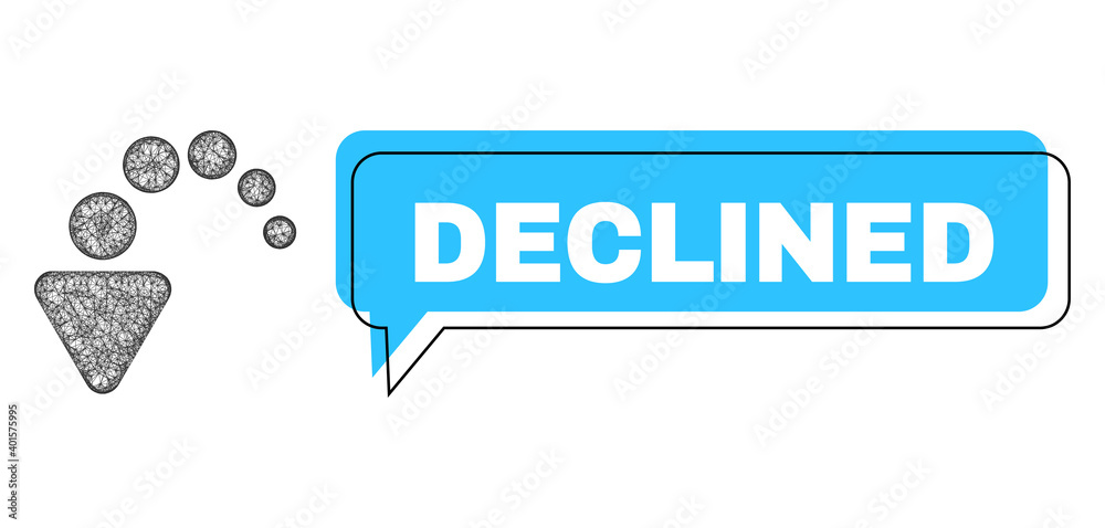 Conversation Declined blue cloud frame and net undo. Frame and colored area are misplaced to Declined caption, which is located inside blue banner. Vector quote caption inside talking frame. Conversation Declined blue cloud frame and net undo. Frame and colored area are misplaced to Declined caption, which is located inside blue banner. Vector quote caption inside talking frame.