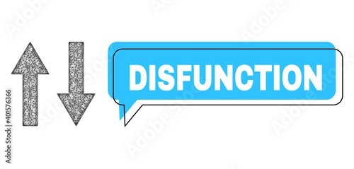Speech Disfunction blue bubble frame and wire frame vertical flip arrows. Frame and colored area are shifted to Disfunction phrase, which is located inside blue bubble.