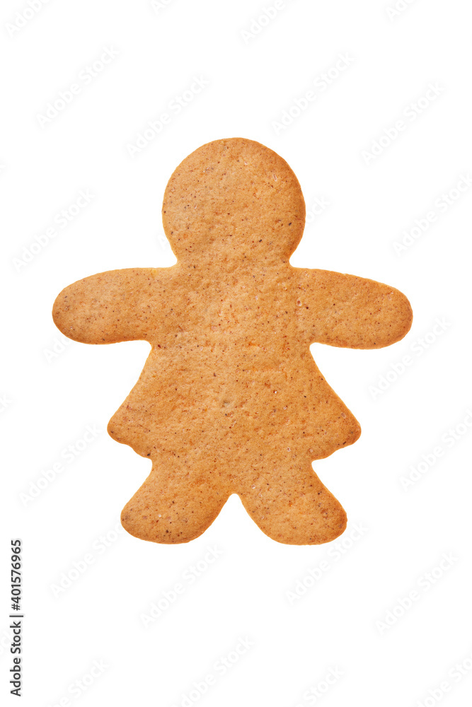 Christmas gingerbread cookie, festive homemade sweet cookie, isolated on white background Christmas gingerbread cookie, festive homemade sweet cookie, isolated on white background