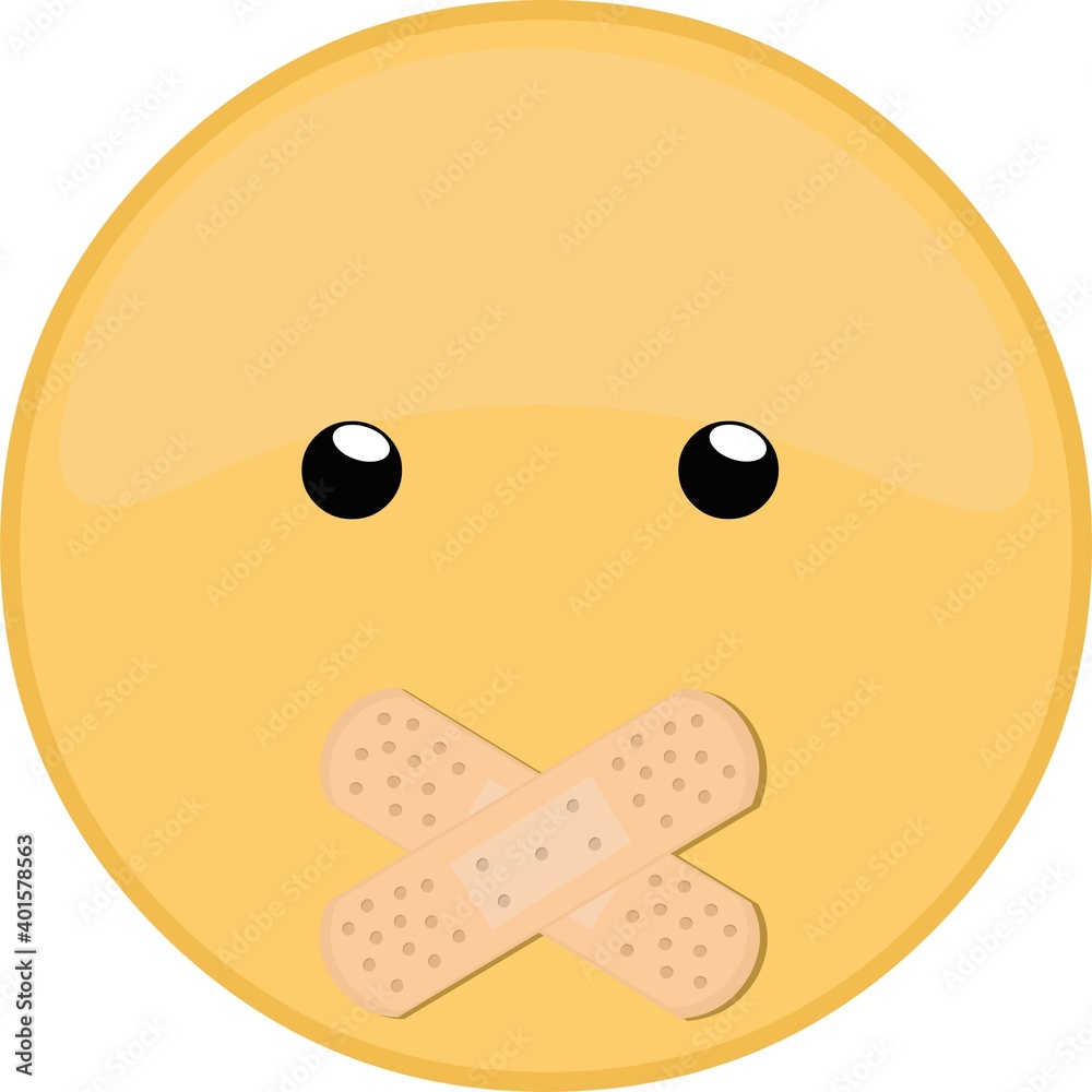 Vector illustration of emoticon with closed mouth with band-aids
Vector illustration of emoticon with closed mouth with band-aids