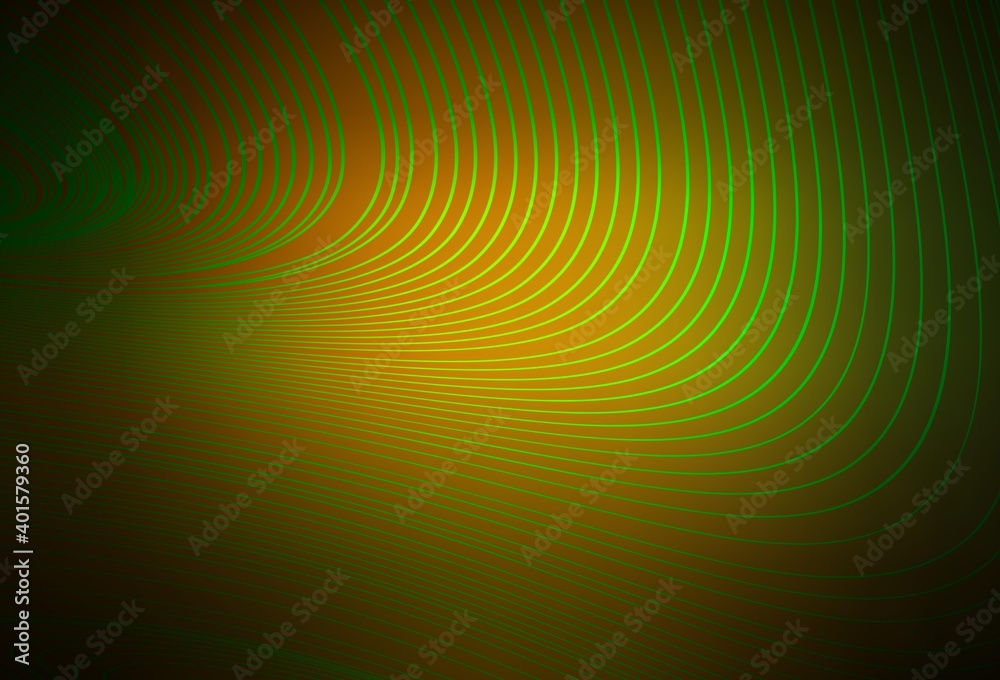 Dark Green, Yellow vector background with curved lines. Dark Green, Yellow vector background with curved lines.