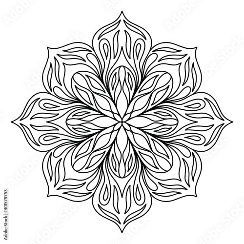 Easy mandala like flower or star, basic and simple mandalas Coloring Book for adults, seniors, and beginner. Digital drawing. Floral. Flower. Oriental. Book Page. Vector.