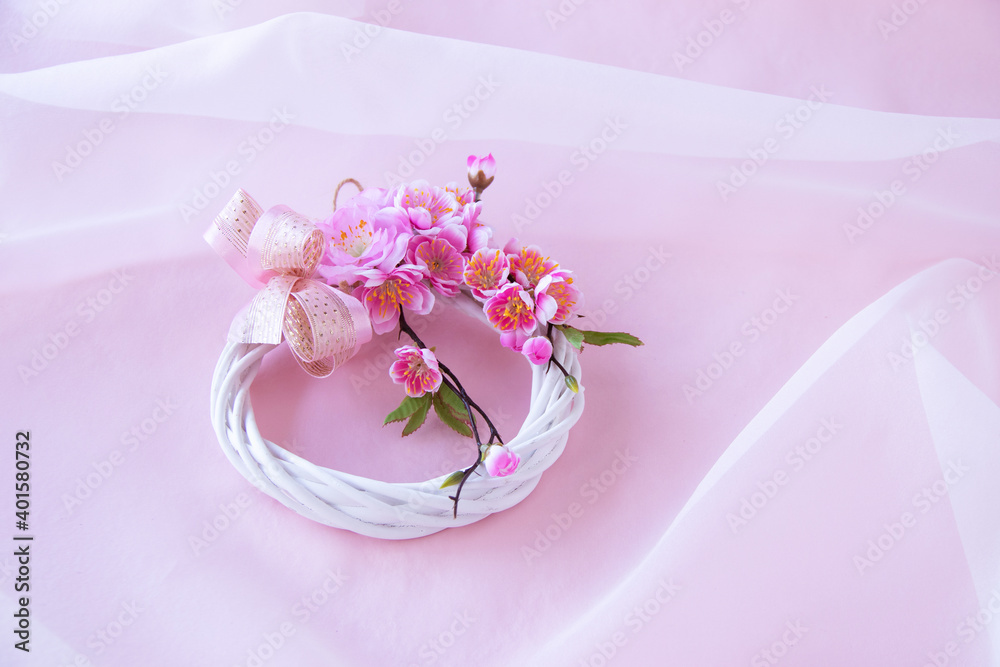 桃の花のリース 桃の花のリース