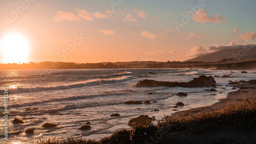 Pacific coastal view of a california sunset.