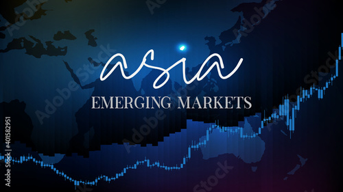 abstract background of stock market asia emerging markets fund flow with candle stick graph