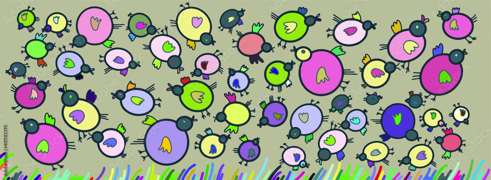 ducks birds Chicks colored crowd is a bunch of fly background ducks birds Chicks colored crowd is a bunch of fly background