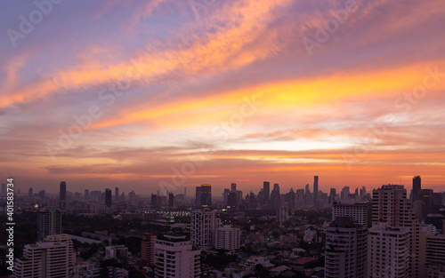 Amazing cityscape sunset background. Bangkok city  Thailand  Asia