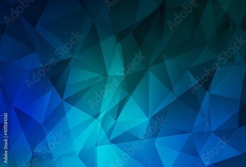 Dark Blue, Green vector gradient triangles texture.