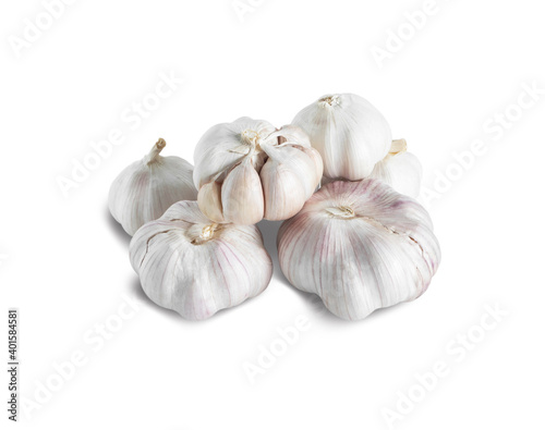 Garlic isolated on white background. Thai herbal medicine and food for health concept. 