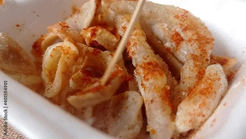 spicy fry dumplings with chili flakes spicy fry dumplings with chili flakes