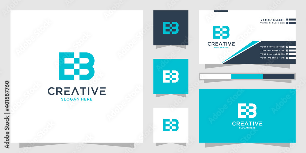 Fototapeta premium Letter eb logo and business card