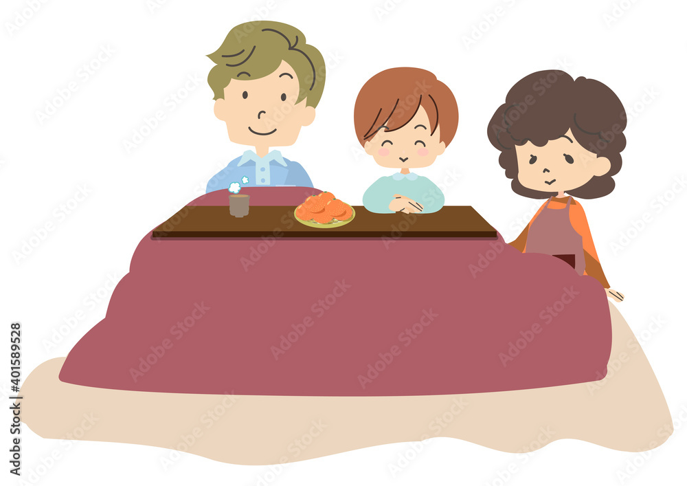 こたつでくつろぐ家族