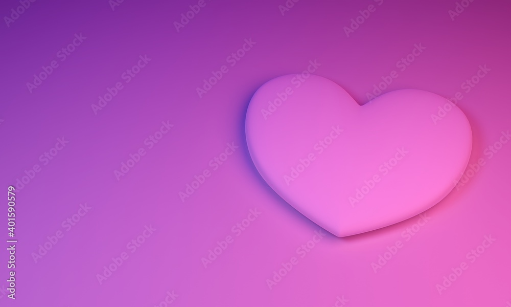 3d render. The heart on the purple surface. 3d render. The heart on the purple surface.