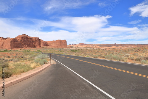 Arches National Park scenic byway winds through sandstone landscapes