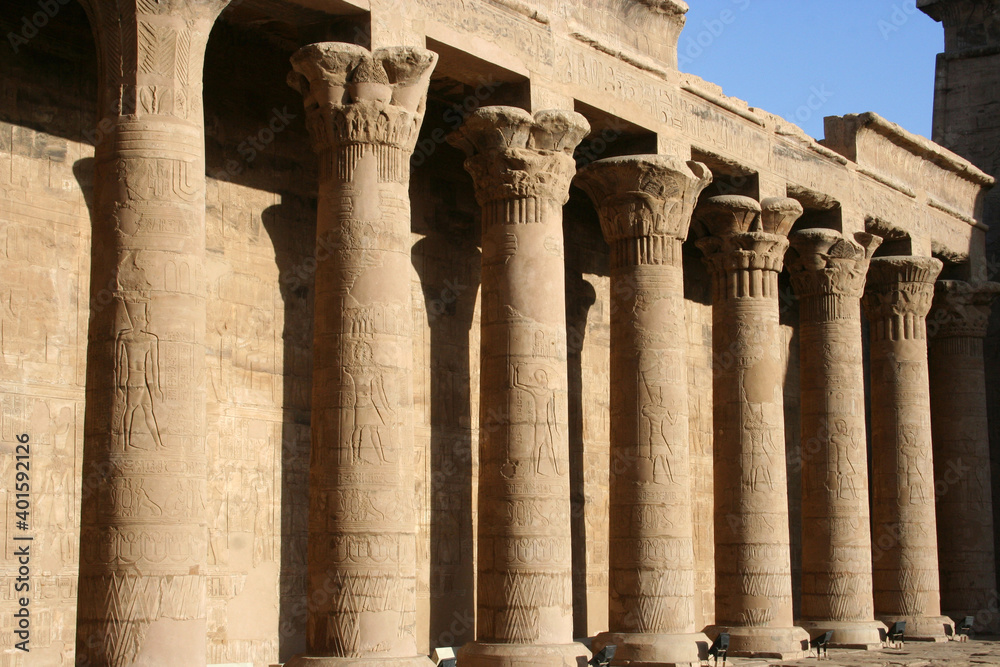 EGYPTIAN COLUMNS IN THE TEMPLE OF EDFU