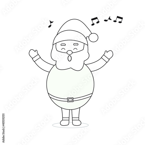 Santa Claus Sing a Song Coloring Page Illustration Vector.