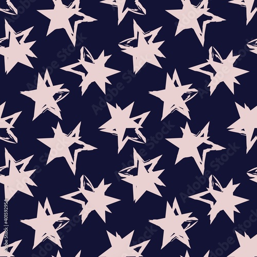 Blue Stars brush stroke seamless pattern background