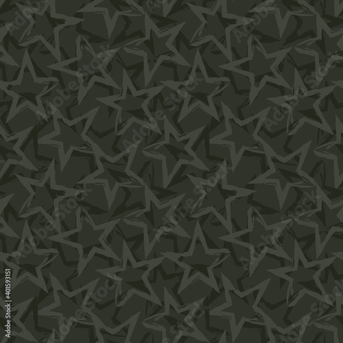 Green Stars brush stroke seamless pattern background