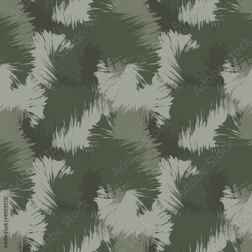 Green Brush Stroke Camouflage Abstract Seamless Pattern Background