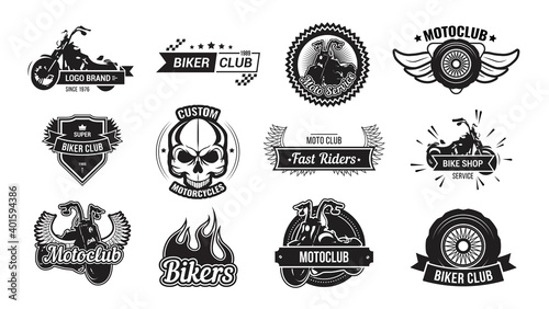 Motorcycle riders club emblem set