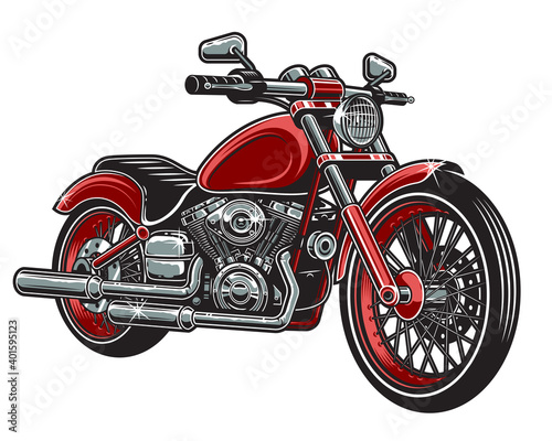Vector illustration of red color motorcycle
