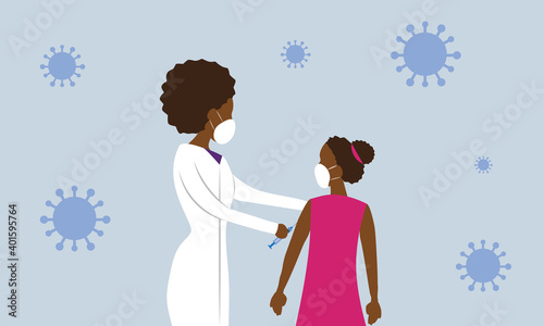 Girl getting covid-19 vaccine shot