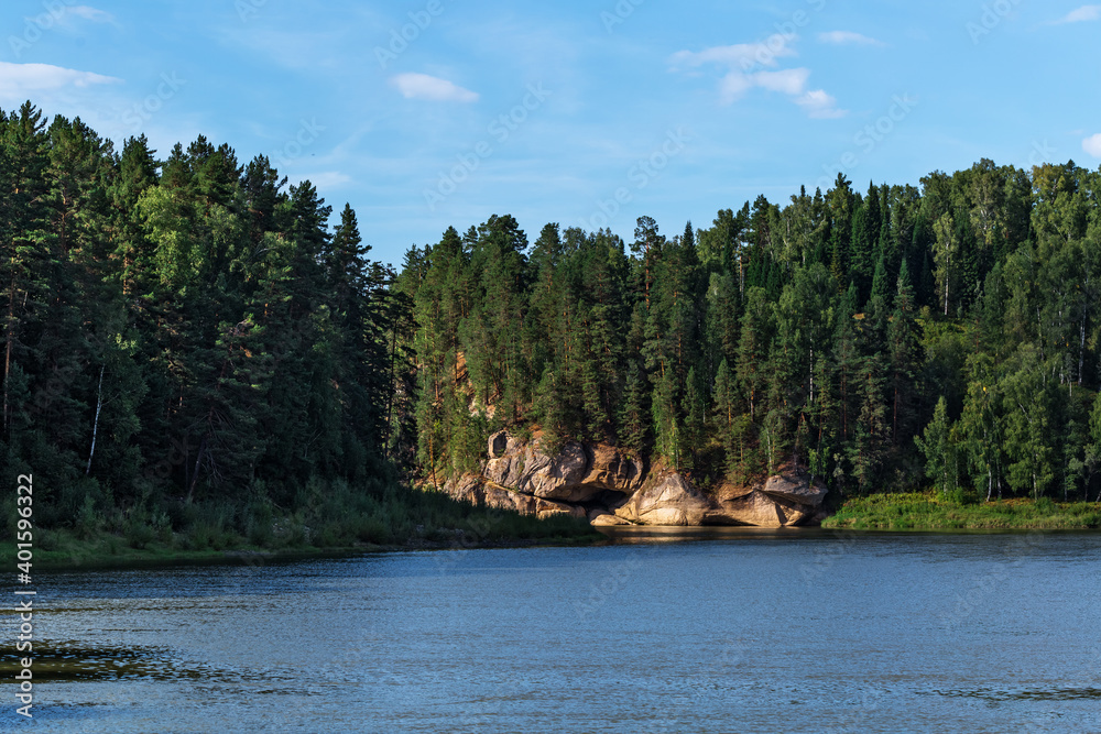 The river with the name - Swan. Altai Republic, Russia The river with the name - Swan. Altai Republic, Russia