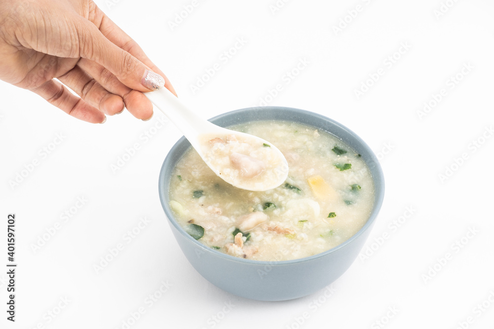 Cantonese congee with preserved egg and lean pork Cantonese congee with preserved egg and lean pork