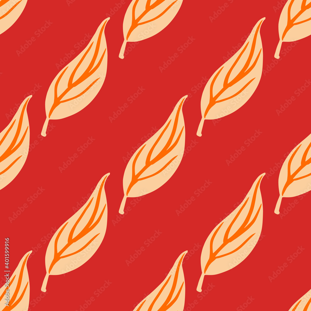 Light contoured foliage seamless pattern in creative style. Red background. Contrast print. Light contoured foliage seamless pattern in creative style. Red background. Contrast print.