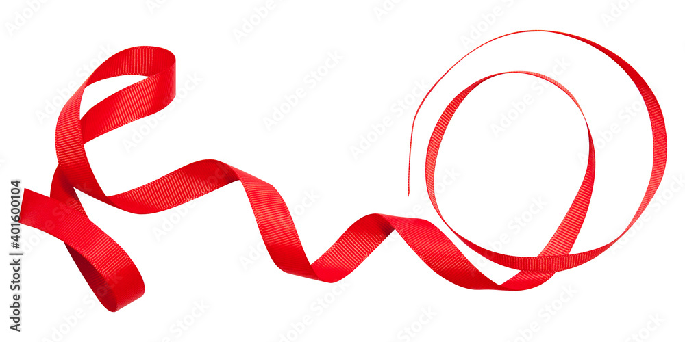 Red ribbon with curls isolated on white background Red ribbon with curls isolated on white background