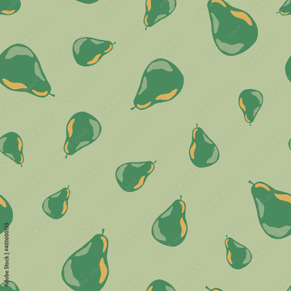 Pale tones seamless pattern with pearl green shapes. Fruits ornament on beige background. Pale tones seamless pattern with pearl green shapes. Fruits ornament on beige background.