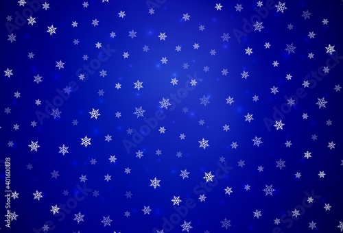 Dark BLUE vector backdrop in holiday style.