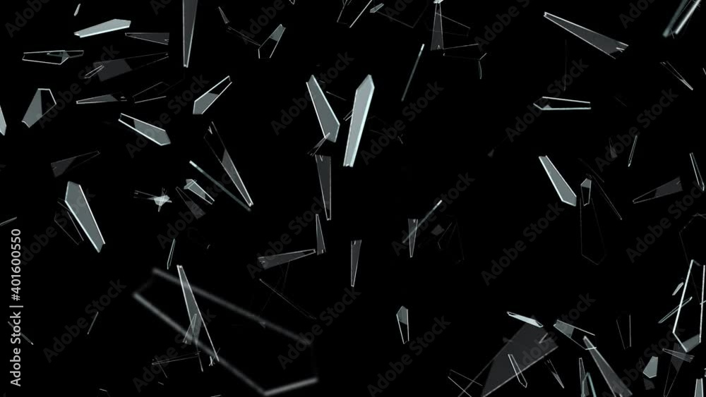 Falling Shattered Glass Pieces Background Animation. Matte Channel Video. Falling Shattered Glass Pieces Background Animation. Matte Channel Video.