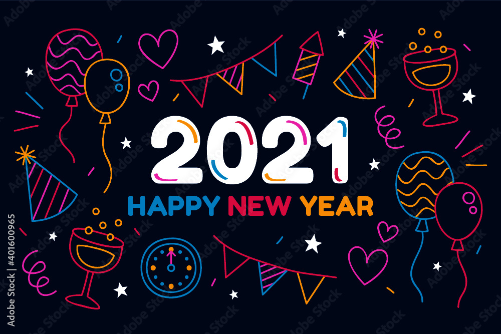 Happy new year logo for the year 2021.