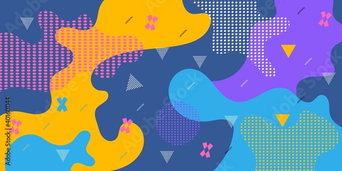 Fun abstract background pattern. Colorful cartoon texture doodle shapes geometric. Vector Illustration