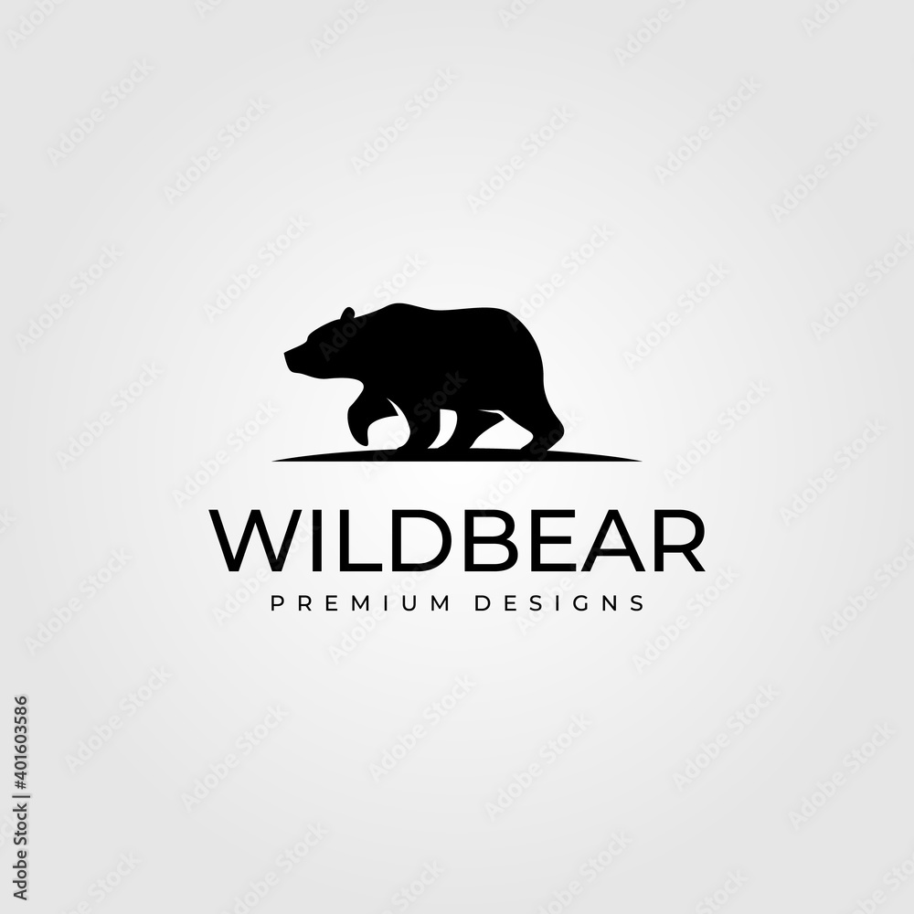 vintage bear walk logo vector symbol illustration design
