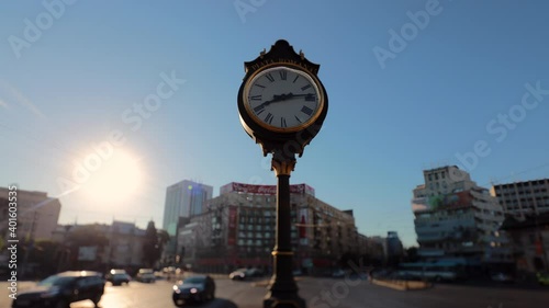 timelapse clock in Piata Romana, Bucharest