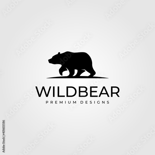 vintage bear walk logo vector symbol illustration design