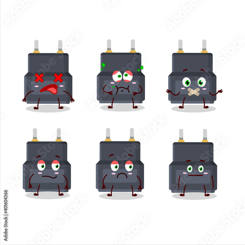Adapter connector cartoon character with nope expression