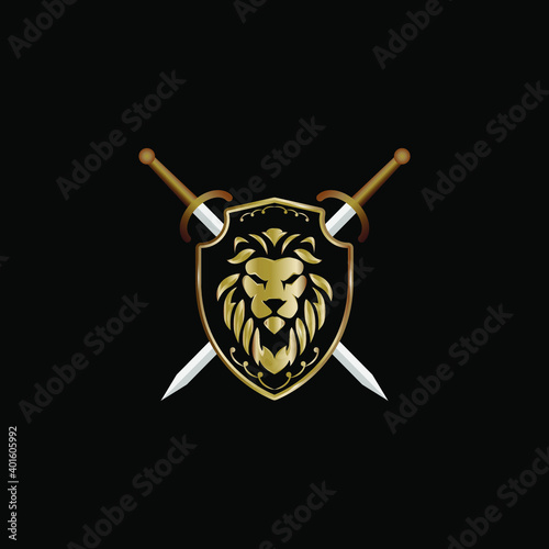 lion head and shield for logo