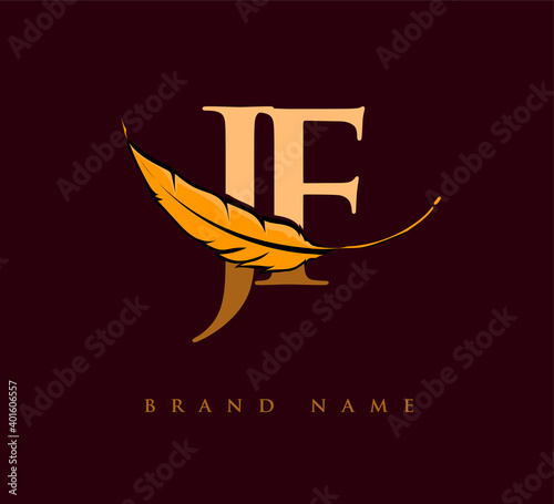 Initial letter JF logo with Feather Company Name, Simple and Clean Design. Vector Logo for Business and Company photo