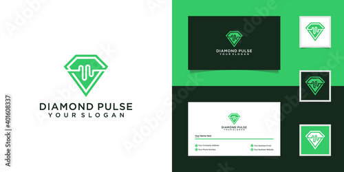 diamond pulse logo template and business card