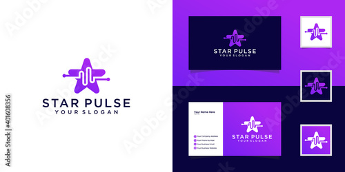 Star Pulse Logo Template Design Vector, Concept, Creative design template and business card