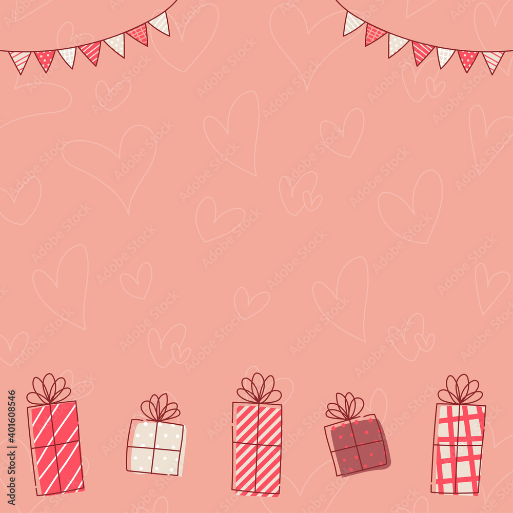 Valentine バレンタイン バナー 正方形 Pop フレーム 枠 文字入れ用 Stock Vector Adobe Stock