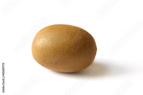 Whole kiwi fruit isolated on white background. Clipping Path. Full depth of field.