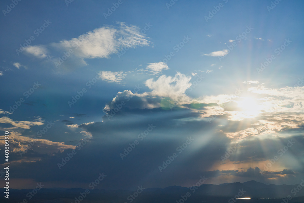 Background of sun rays from cloud and skyline Background of sun rays from cloud and skyline