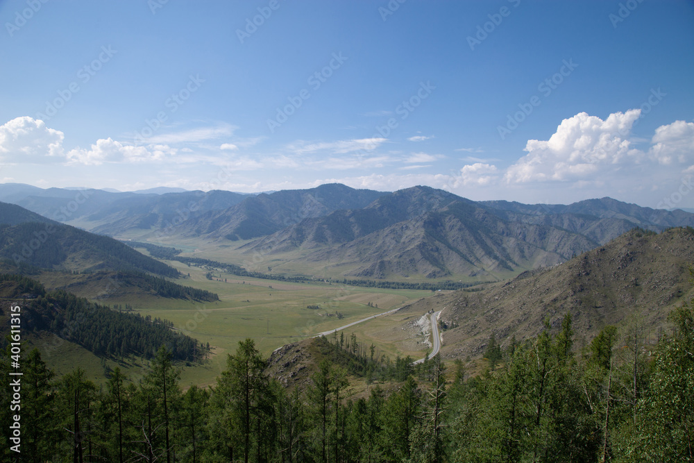 Chike-Taman pass. Favorite scenic place of tourists. Altai, Siberia, Russia.