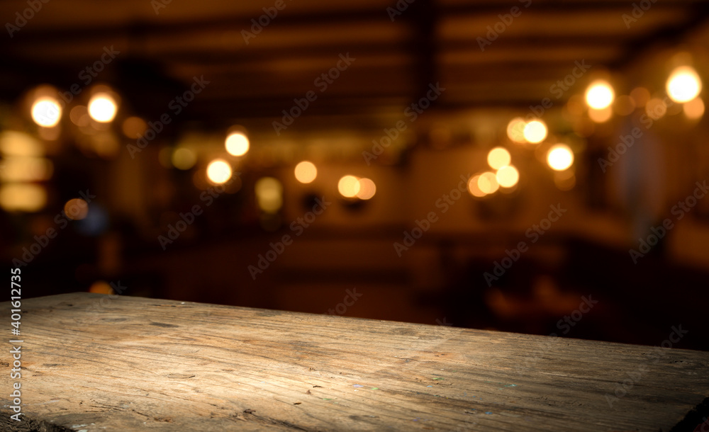 dark brown top of bar and free space for your glass