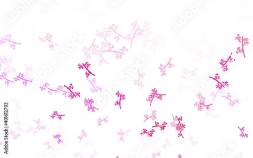 Light Pink, Red vector doodle background with branches.